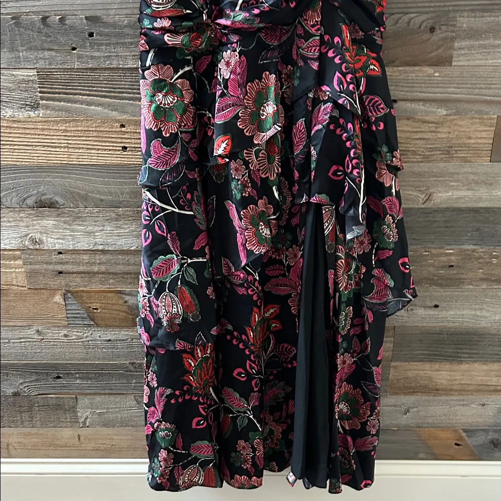 Hutch Tisha Black Floral Tiered Ruched Maxi Dress Size 2 NWT - Image 4