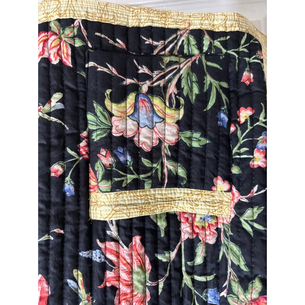 Grandmacore Sweet Lily Floral Frenzy Quilted Button Front Jacket, Medium Black - Image 3