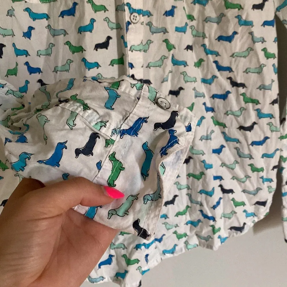 Sonoma  White and Blue Dachshund Button Down Size Extra Small - Image 3