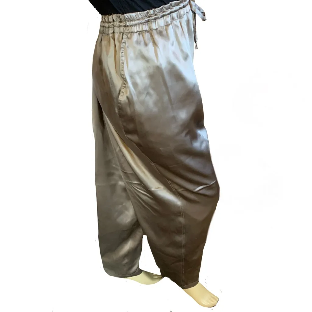 PEWTER SILK SATIN DRAWSTRING WAIST JOGGER PANTS (3X) - Image 5