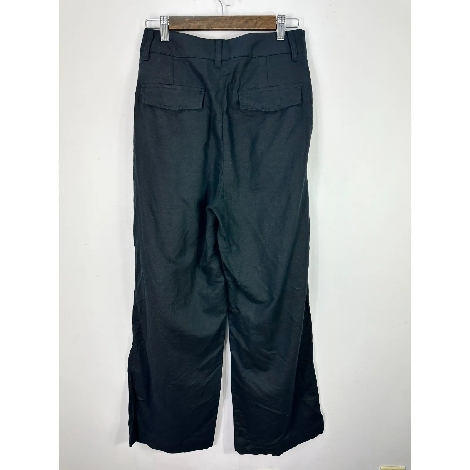 GAP Pleated Linen Pants 6 Black Coastal Grandmother Quiet Luxury Minimalist Chic - Image 2