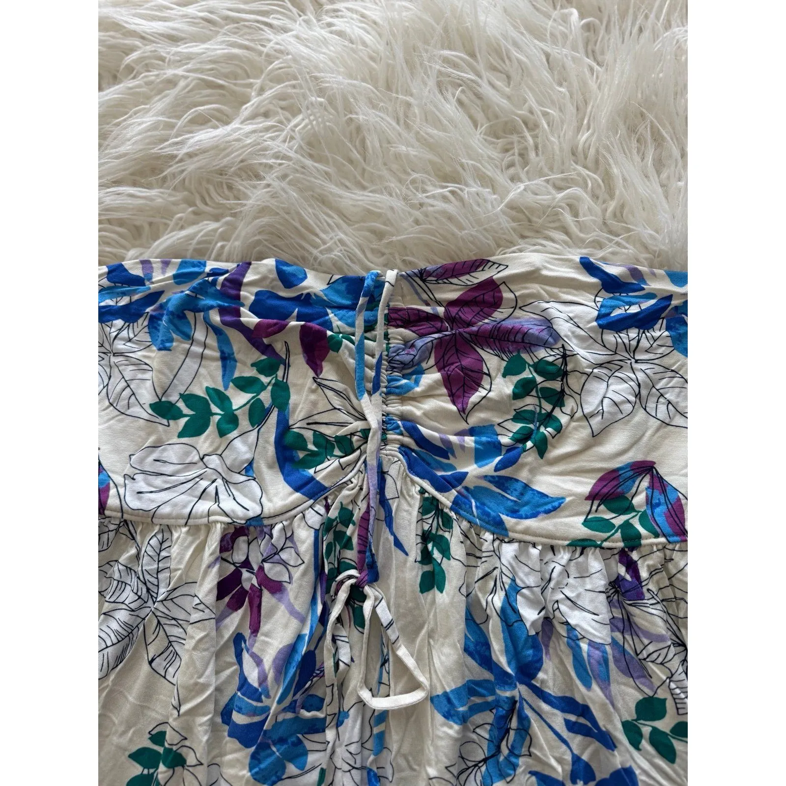 Isabel Maternity by Ingrid & Isabel Babydoll Tank Top Cream Floral Size Large White - Image 6