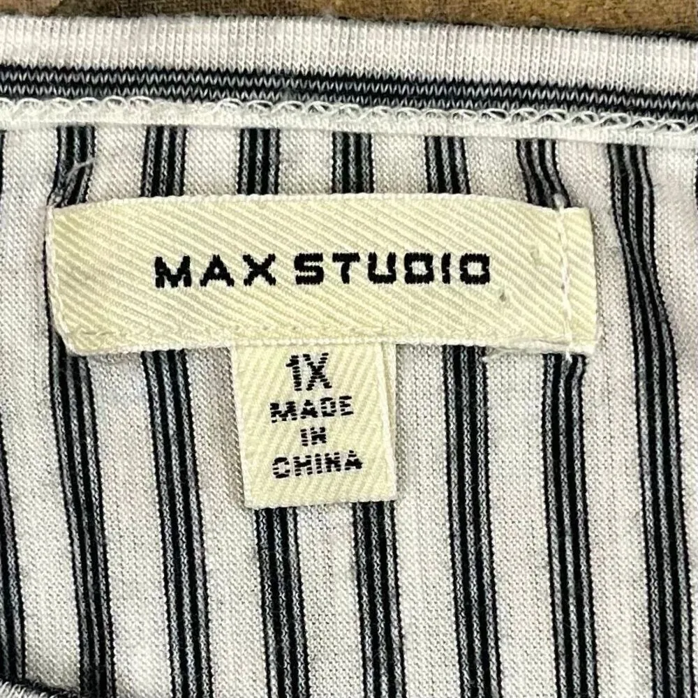 Max Studios Stripe Tie Cuff Blouse 1X - Image 10