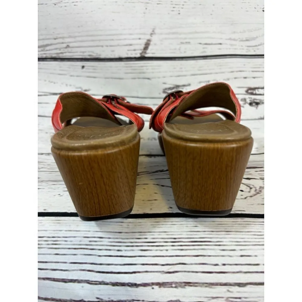 Women's Dansko Red Leather Sandals Size 38 - Image 7
