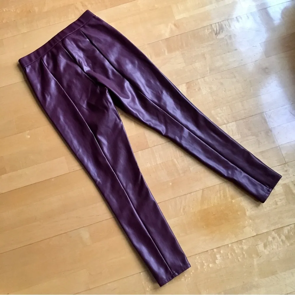 Sofia Vergara Rosa Jeggings, Zip Ankle, Burgundy, Vegan Faux Leather, Size 2 Red - Image 16