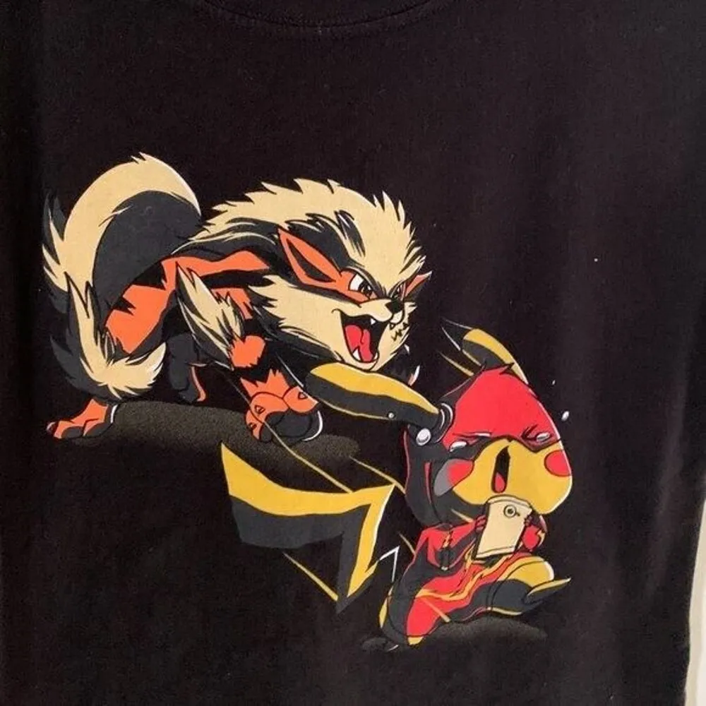 Pokemon Junior Large Short Sleeve T Shirt Pikachu Arcanine Flash Phone Chase Tee - Image 2