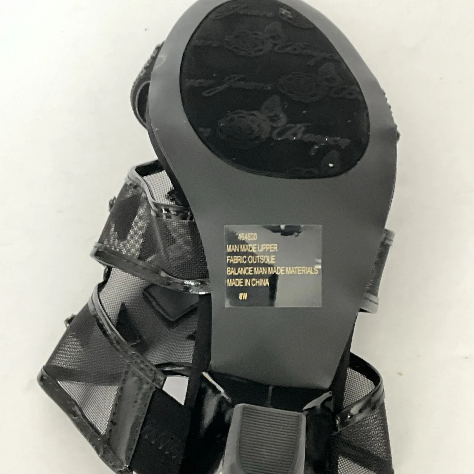 Joan Boyce‎ Sandals Rhinestone Studded Mesh Heels Slide Party Casual Size 8 Wide Black - Image 9