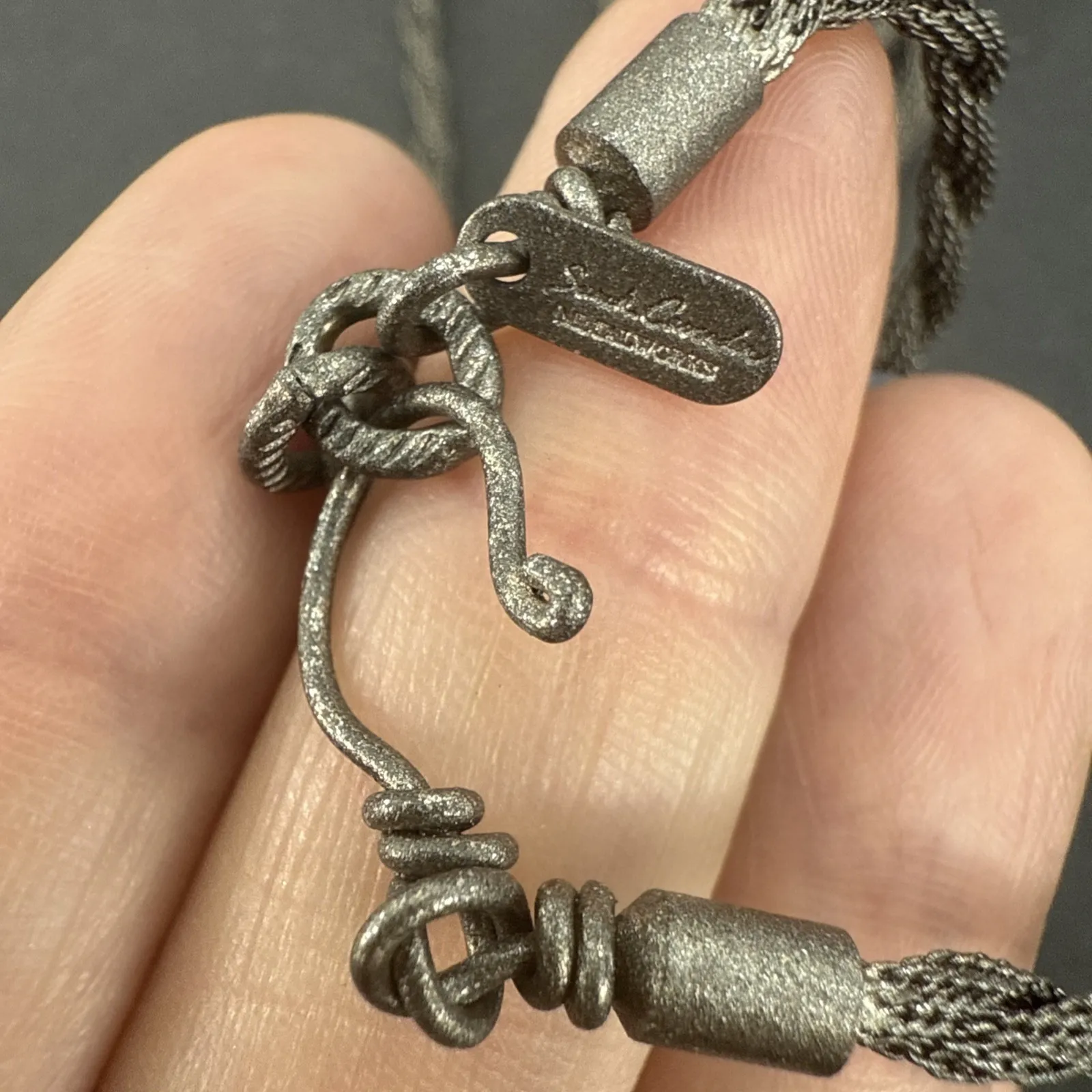 Vtg Sarah Coventry Boho Brutalist Silver Tone Rope Chain Tassel Necklace 40in - Image 13