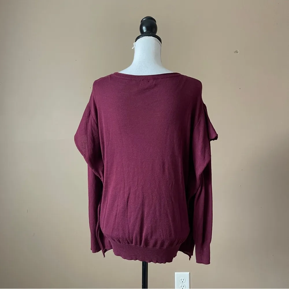 UMGEE | Burgundy Flutter Shoulder Sweater Sz S - Image 40