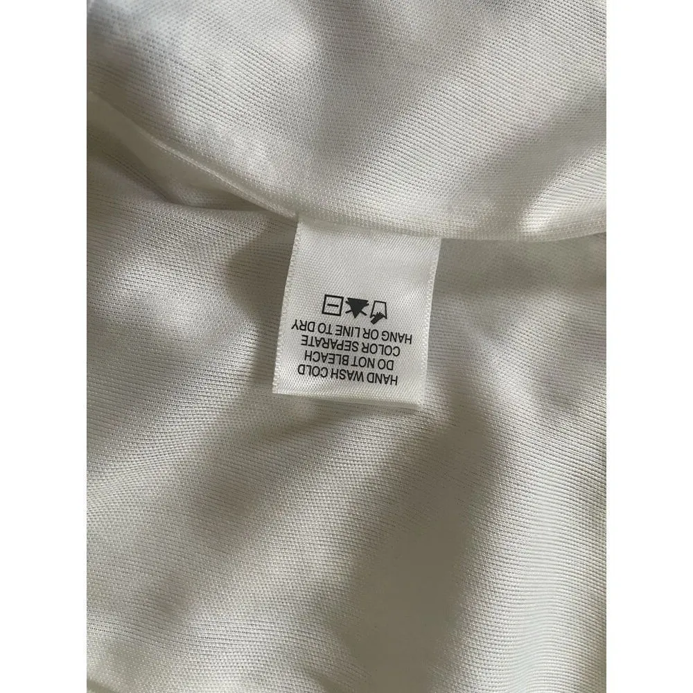 Kirious Los Angeles Embroidered Floral Crop Top L Ruffle Straps Tie Back NWT White Size L - Image 7