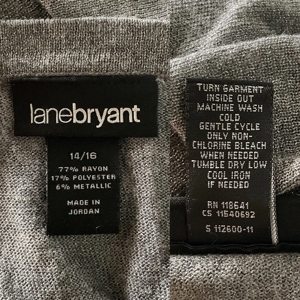 Lane Bryant Gray Metallic Cowl Neck Short Sleeve Top 14/16 - Image 5