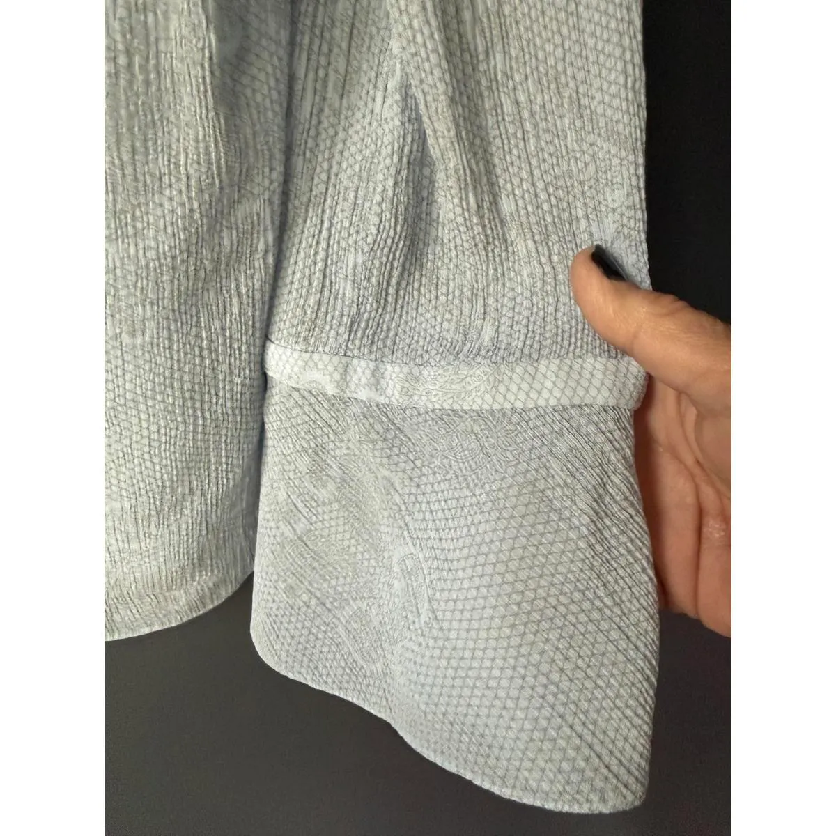 Rena Rowan Women's Light Blue Silk Ruffled Blouse Size 16 - Image 4