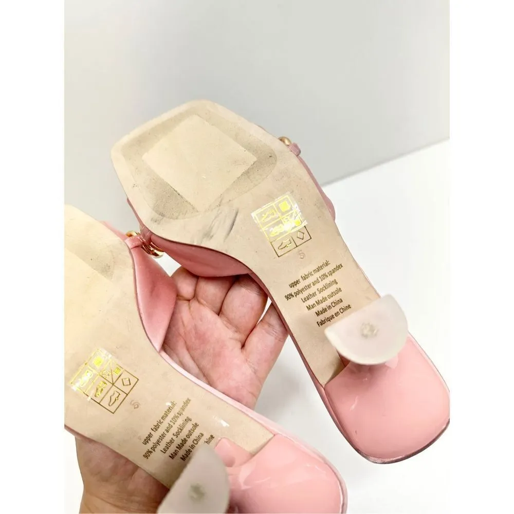 Jeffrey Campbell Sandals Womens Size 5 Pink Satin Chain Slip On Shoes Barbiecore - Image 10