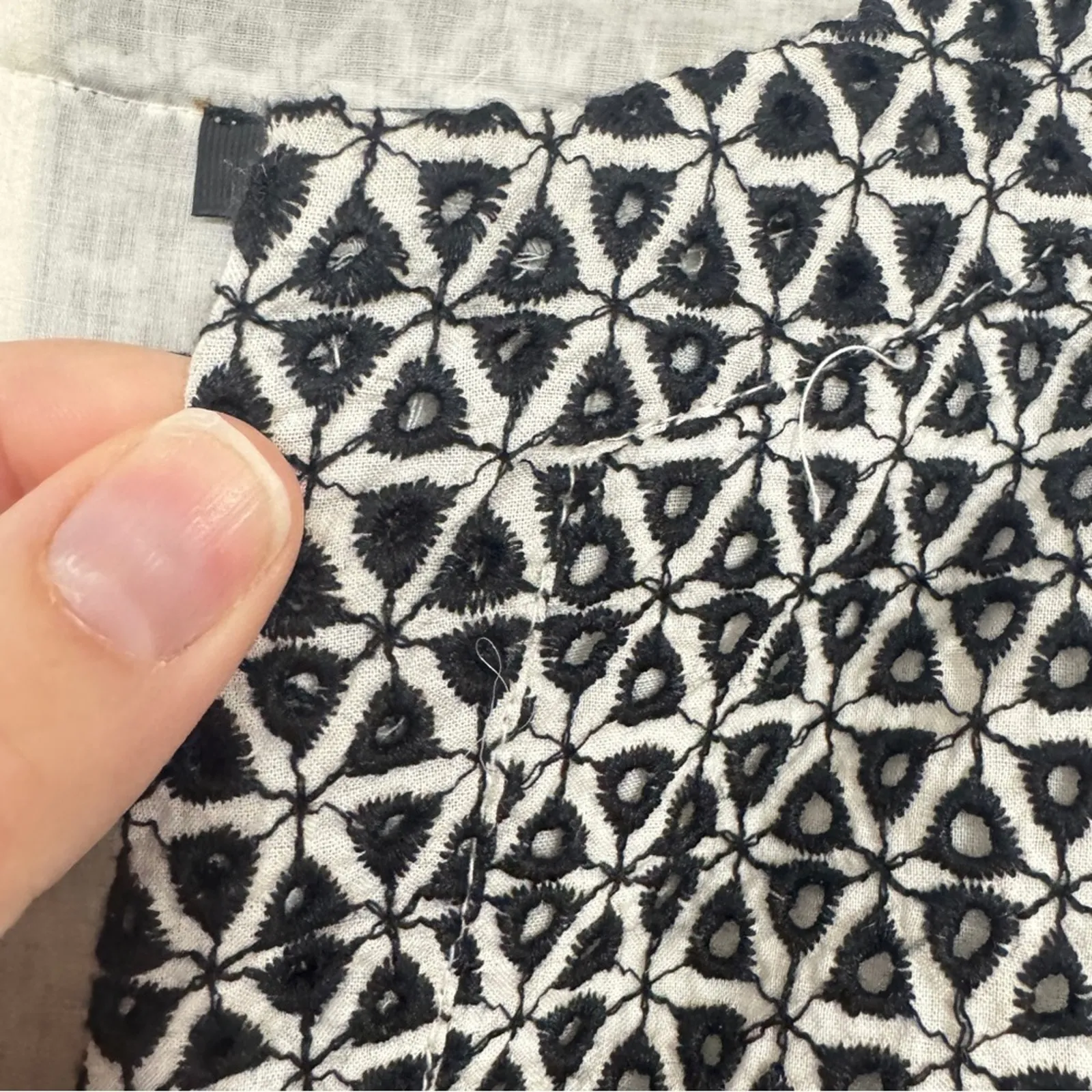 J Crew Blue White Contrast Eyelet Fit Flare Mini Dress Womens 10 Preppy Classic - Image 3