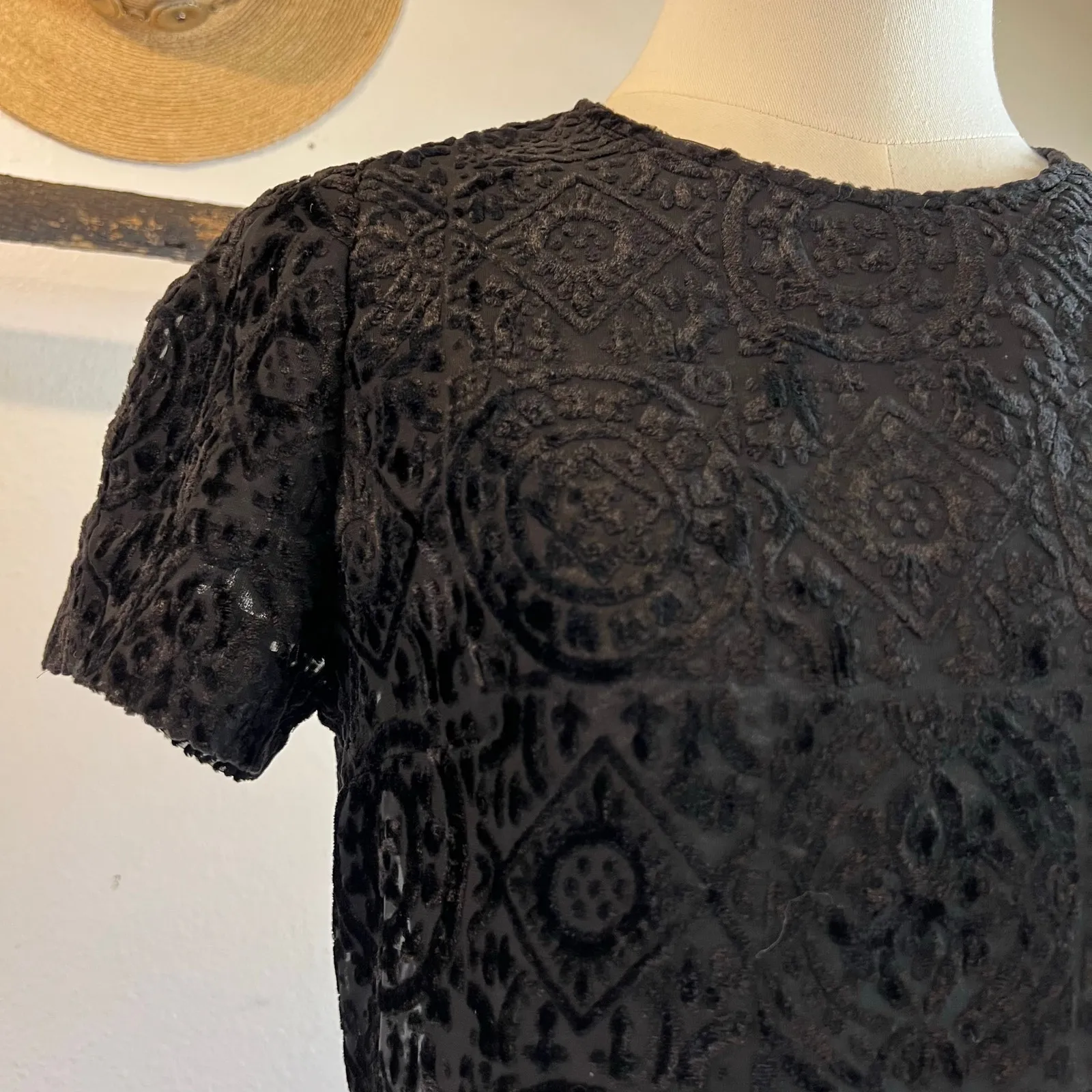 Enrico Coveri Black Sheer Mesh Printed Short Sleeve Mini Dress Size Small - Image 12