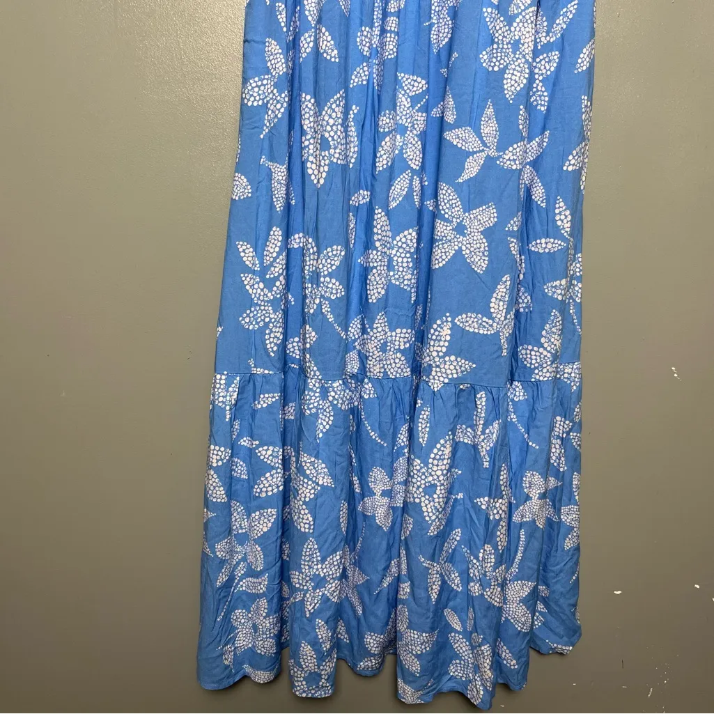 NWT Steve Madden Carly Azure Blue White Maxi Sundress Floral Women’s Size L - Image 4