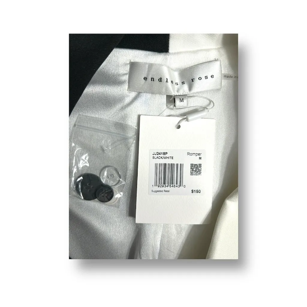 NWT Endless Rose M Black White Colorblock Blazer Romper Lined Statement Feminine - Image 10