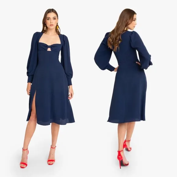 NEW NWT  Romina Midi Dress In Navy Blue - Image 2