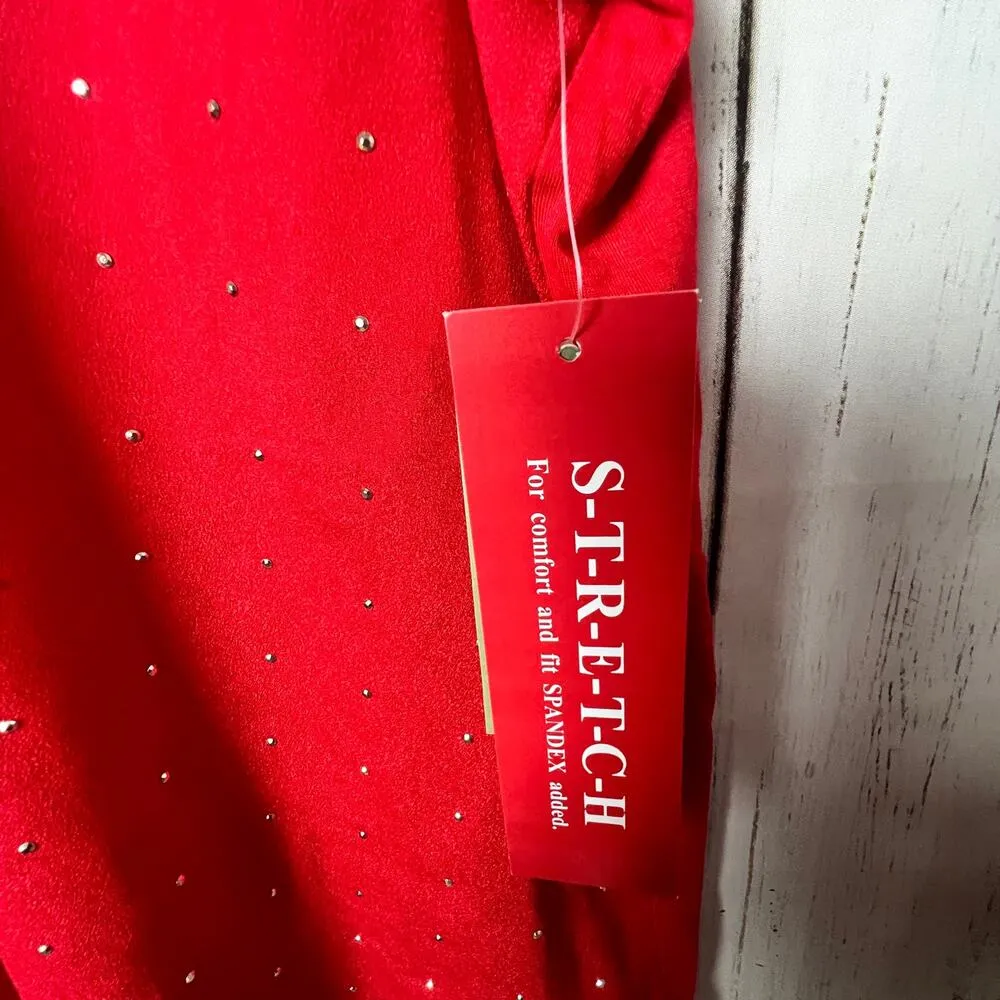 Rebecca Malone Women's  Embellished Sleeveless Red Blouse Sz L - Image 6