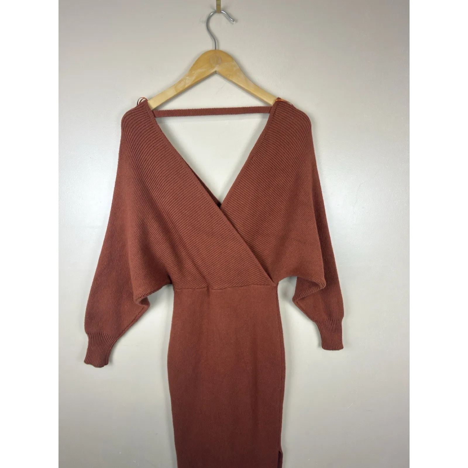 Petal+Pup Nate Long Sleeve Midi Dress Women Size 2 Terracotta Fitted Style Orange - Image 6