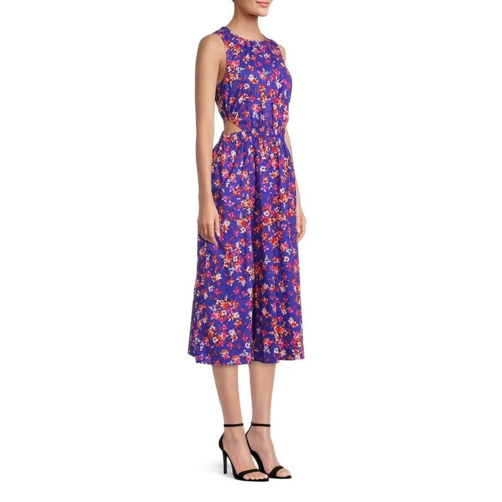BeachLunchLounge side cut out midi dress XXL BLUE FLORAL - Image 2