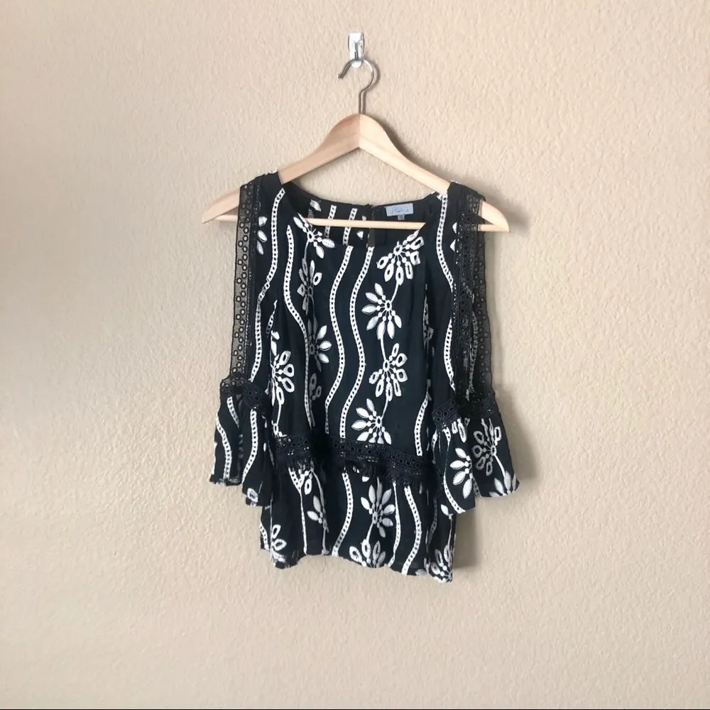 Abbeline cold shoulder embroidered open back top - Image 16