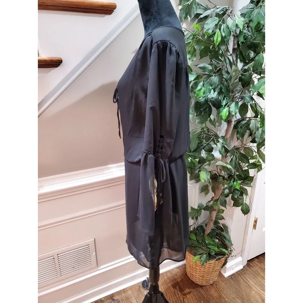 Lucy Love Women's Black Polyester Beach Coverup Knee Length Dress Size M - Image 7