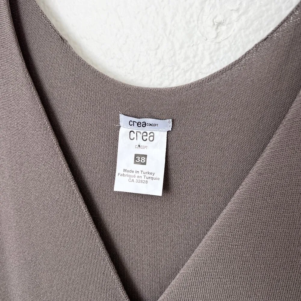 [Crea Concept] Taupe Gray Cardigan Lagenlook Asymmetrical Tie Pocket Sz Medium M - Image 10