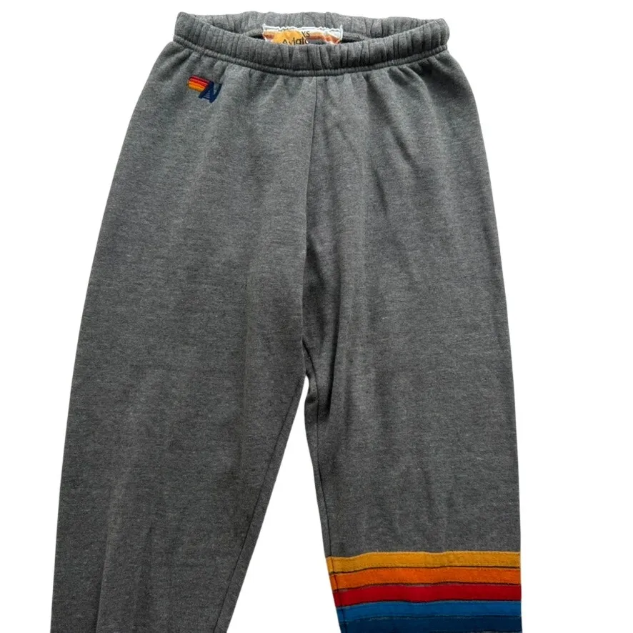 Aviator Nation Rainbow Leg Stripe Sweatpant Grey Size XS Jogger High Rise Cotton - Image 3