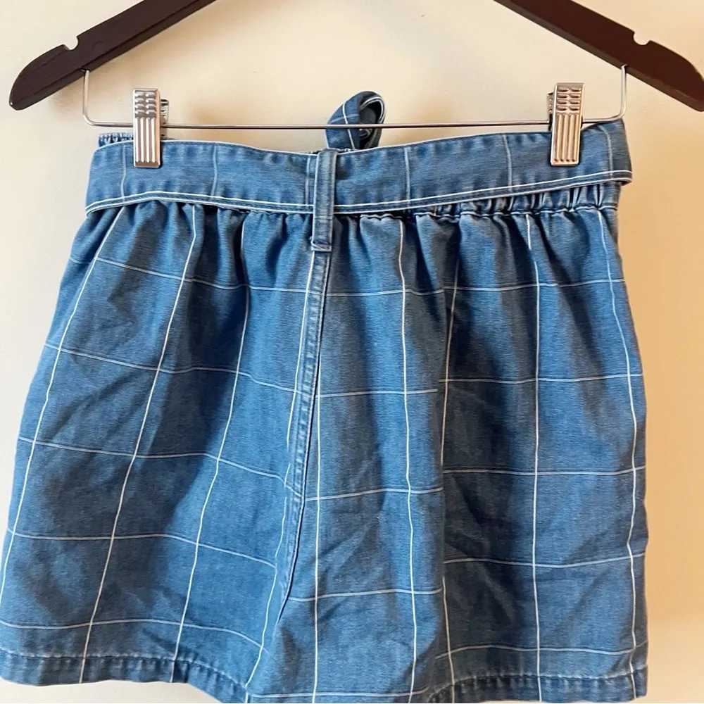 Madewell Shorts Size 26 Denim Paperbag Indigo Windowpane Tie Waist High Rise - Image 5