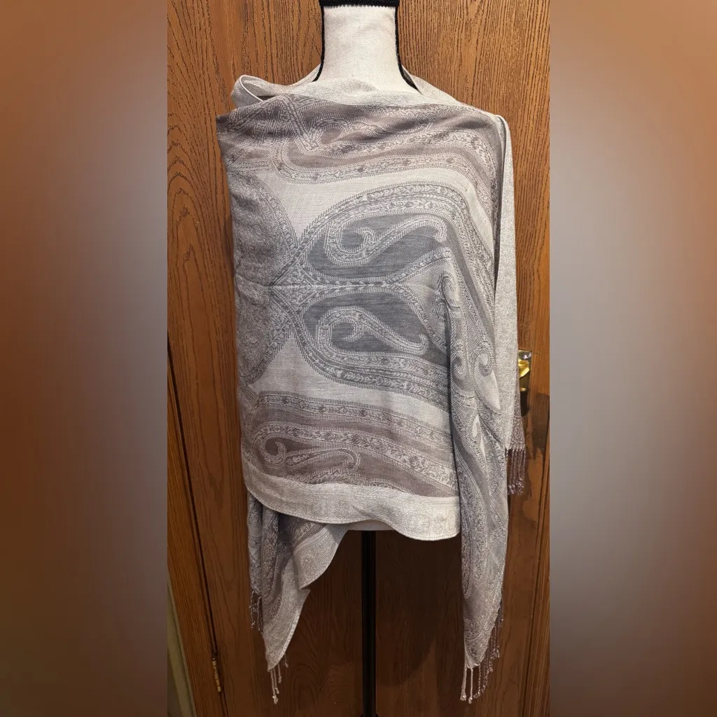 Charming Charlie Long Lightweight Paisley Boho Scarf Wrap w/ Fringe L81”X W22” - Image 2