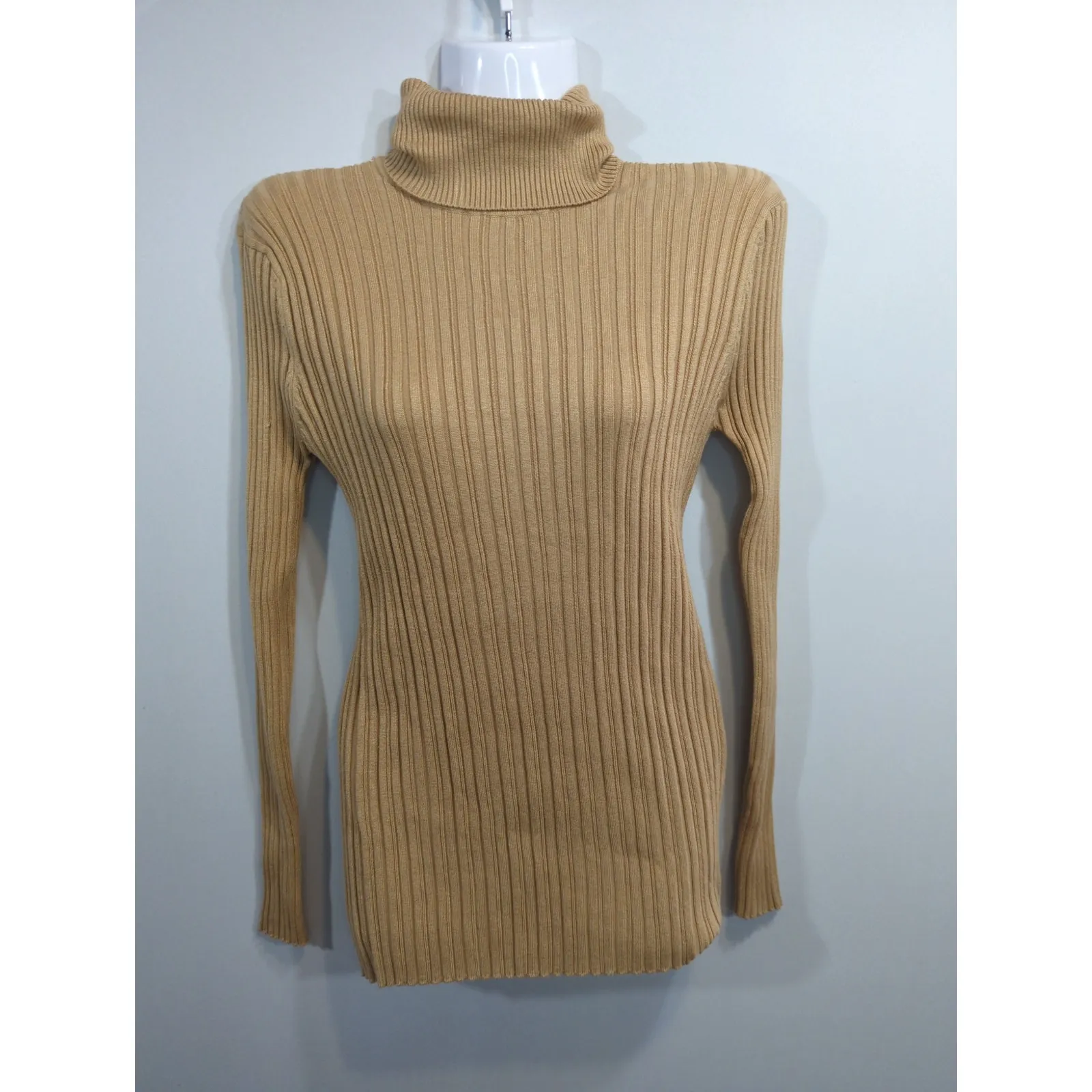It's Our Time Tan Ribbed Turtle Neck Sweater Womens XL Cozy Cabin Core NWT - Image 2