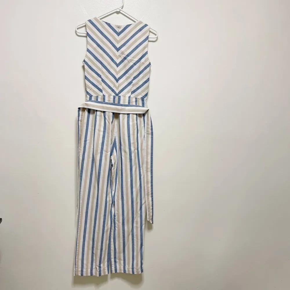 Tommy Hilfiger  Neutral Striped Linen Sleeveless Jumper - Image 8