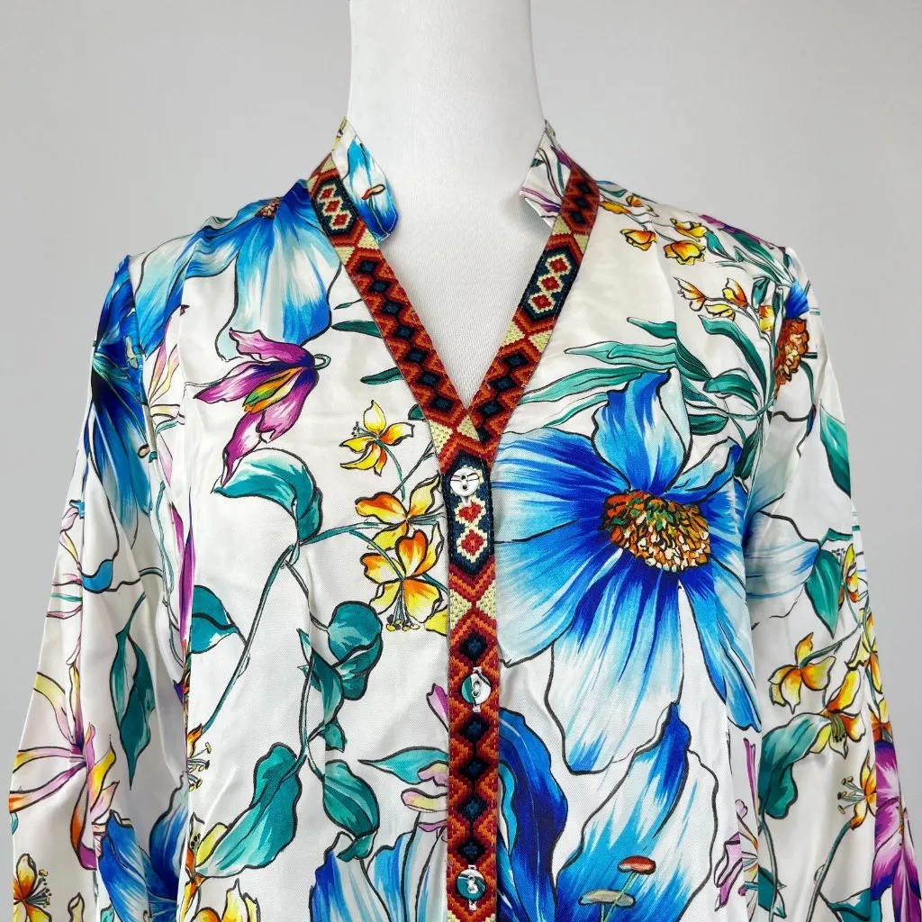 NWOT Johnny Was Floral Long Sleeves Embroidered Button-Down Shirt Dress Size S - Image 3
