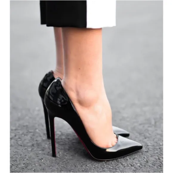 Christian Louboutin Pigalle 120 Patent Leather Pointed Toe Stiletto Heels Black - Image 3