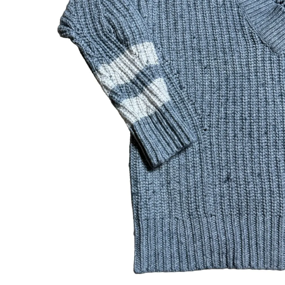 Treasure & Bond Grey Striped Oversized V-Neck Sweater | U.S. Woman’s Small - Image 4