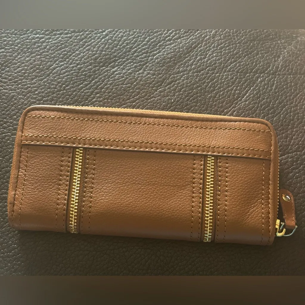 Michael Kors Moxley Brown Zip Around Continental Leather Wallet 100% authentic - Image 3