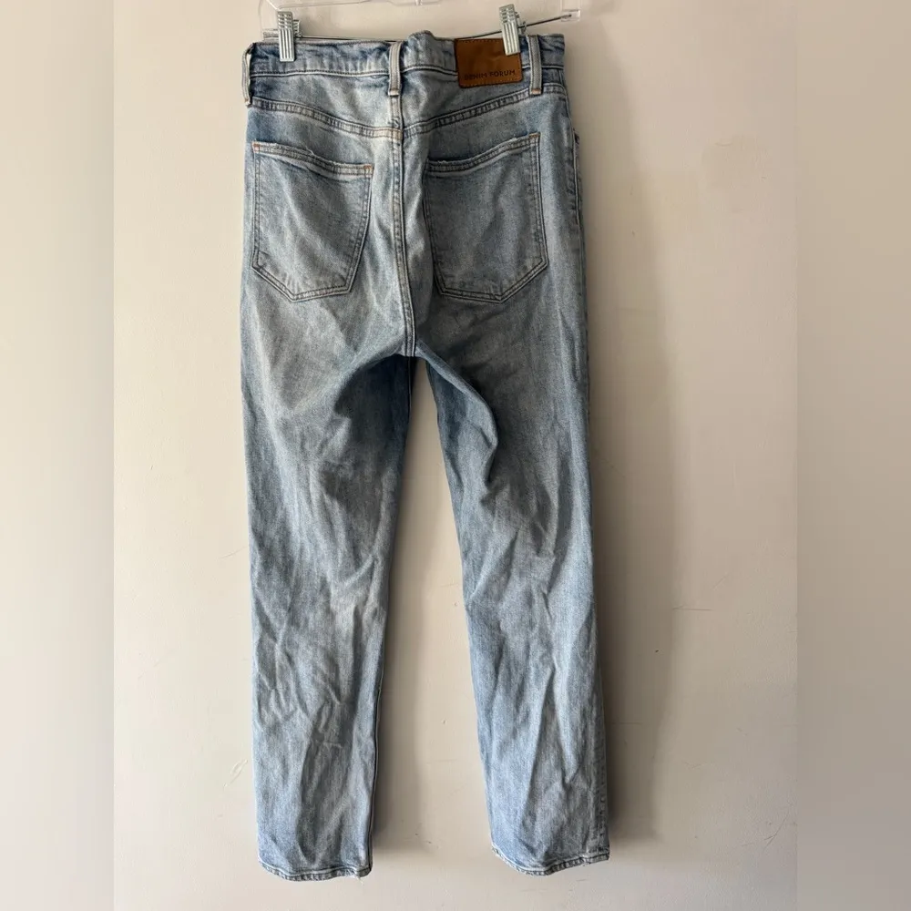 Aritzia Denim Forum Light Wash The Arlo High Rise Straight Distressed Jeans - Image 3