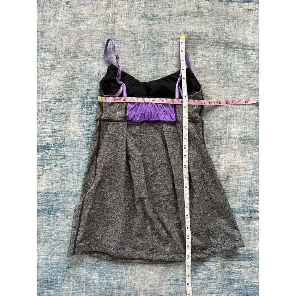 Lululemon Heathered Gray Purple Yogi Dance Tank Top Size 4 - Image 3