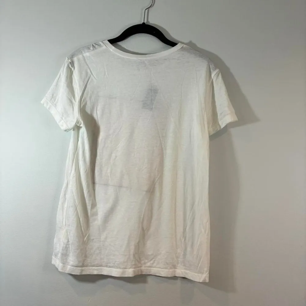 NWT White Express One Eleven Sequin T-Shirt with New York Paris London. Design S - Image 2