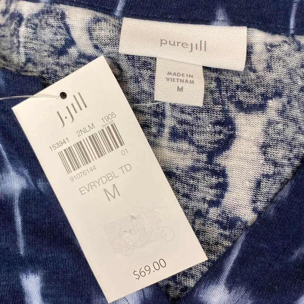 J Jill Linen Blend Blue Print Sleeveless Mini Dress M NEW Size M - Image 4