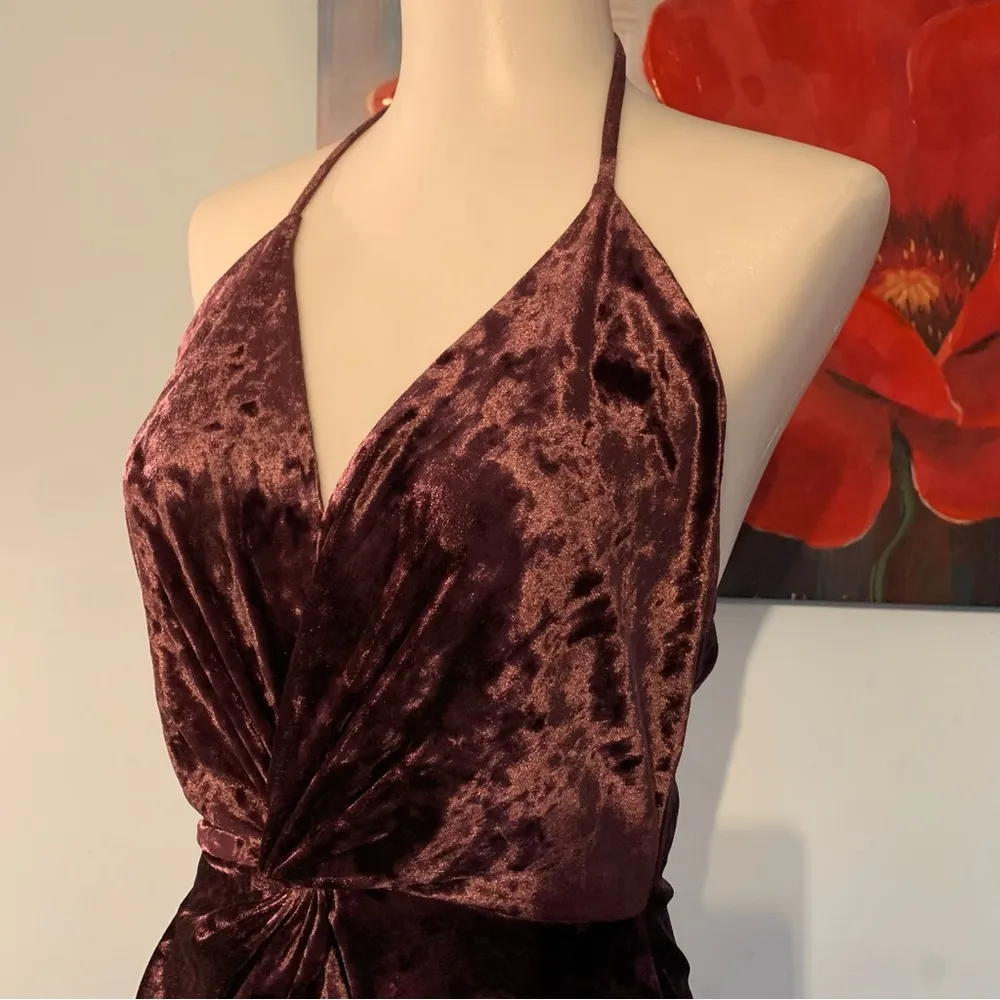 Zara Plum Velour Strappy Short Cinched Dress Size S Small Party Occasion - Image 2