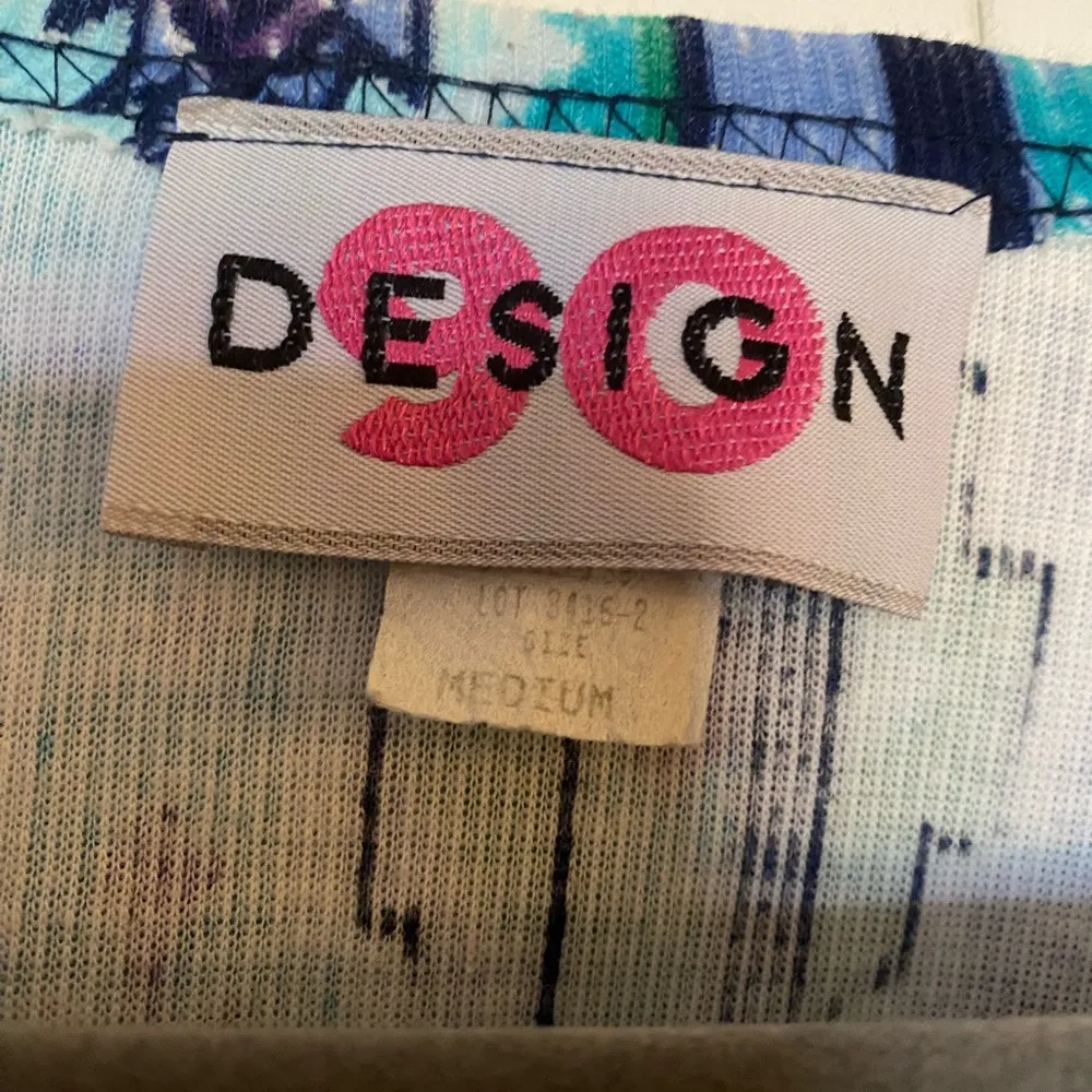 Vintage 90 Design Purple and Teal Aztec Print Boxy Top with Shoulder Pads, Med Blue - Image 5