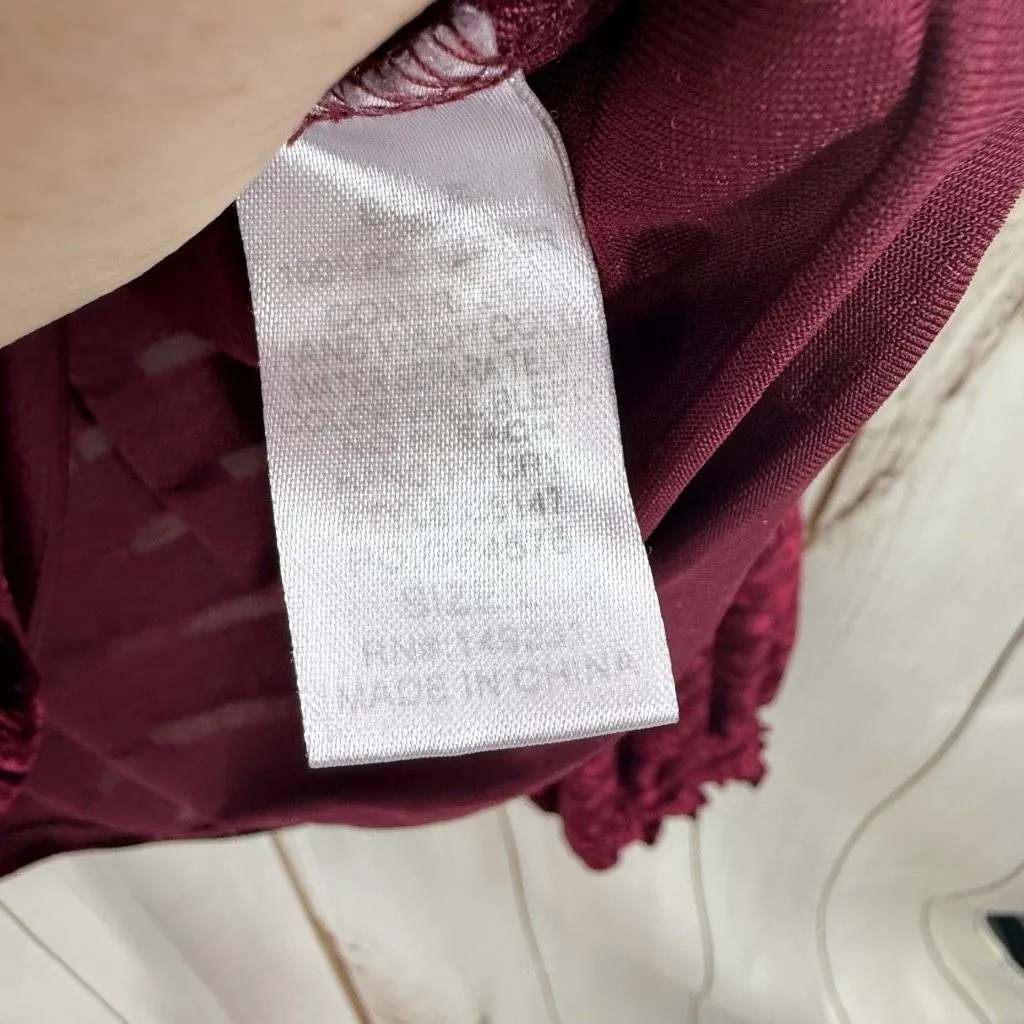 Kori America Women’s Large Maroon Velvet Top Blouse - Image 4