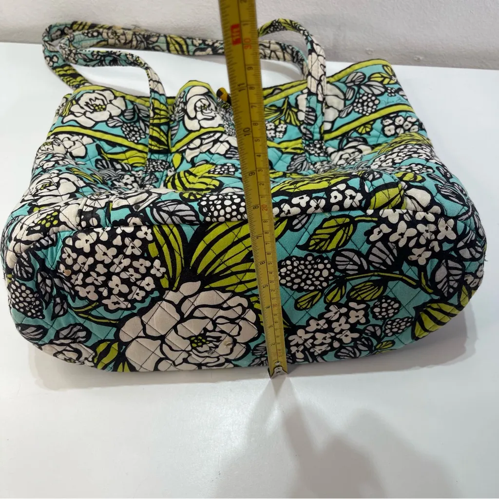 Vera Bradley Island Blooms Quilted Cotton Large Tote Bag Floral Aqua 14” School - Image 4