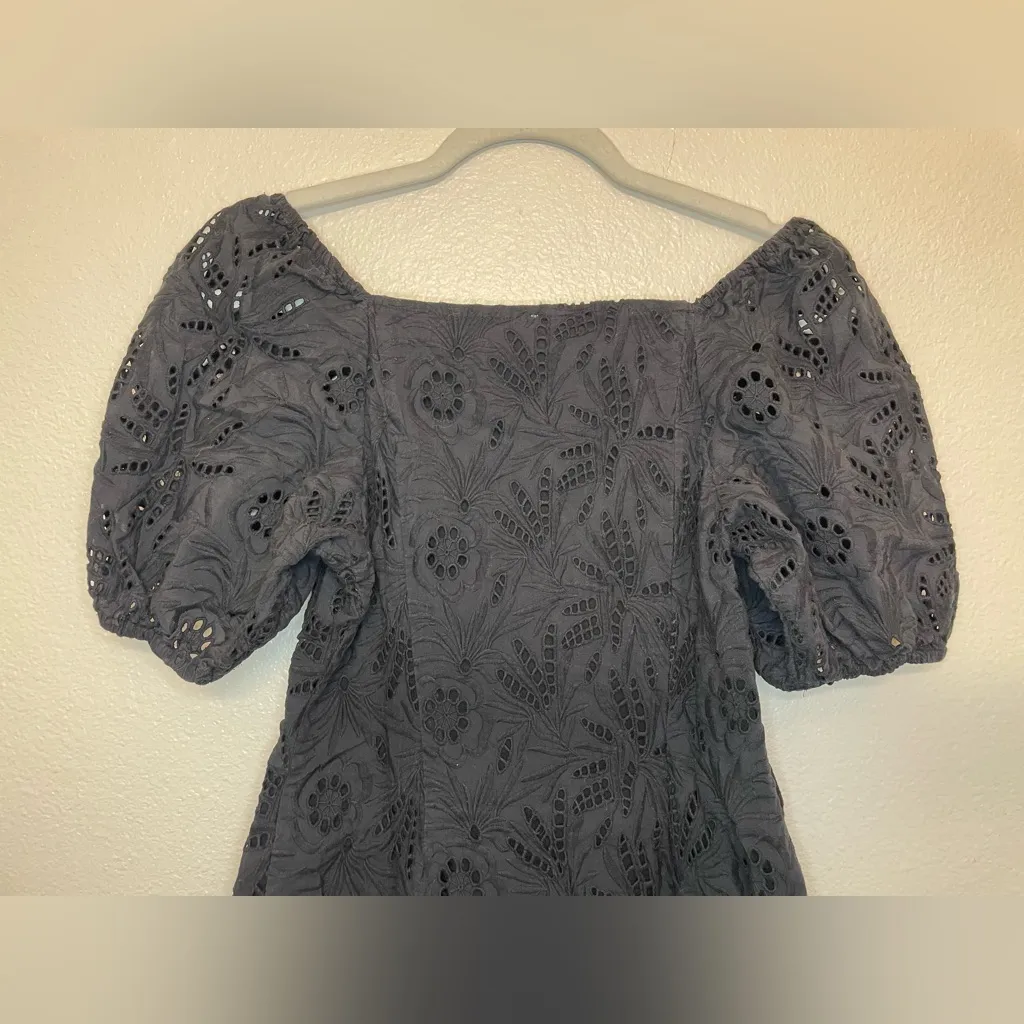 Free people Daniella Eyelet Elegant‎ Black Lace Mini Dress Size 2 - Image 10