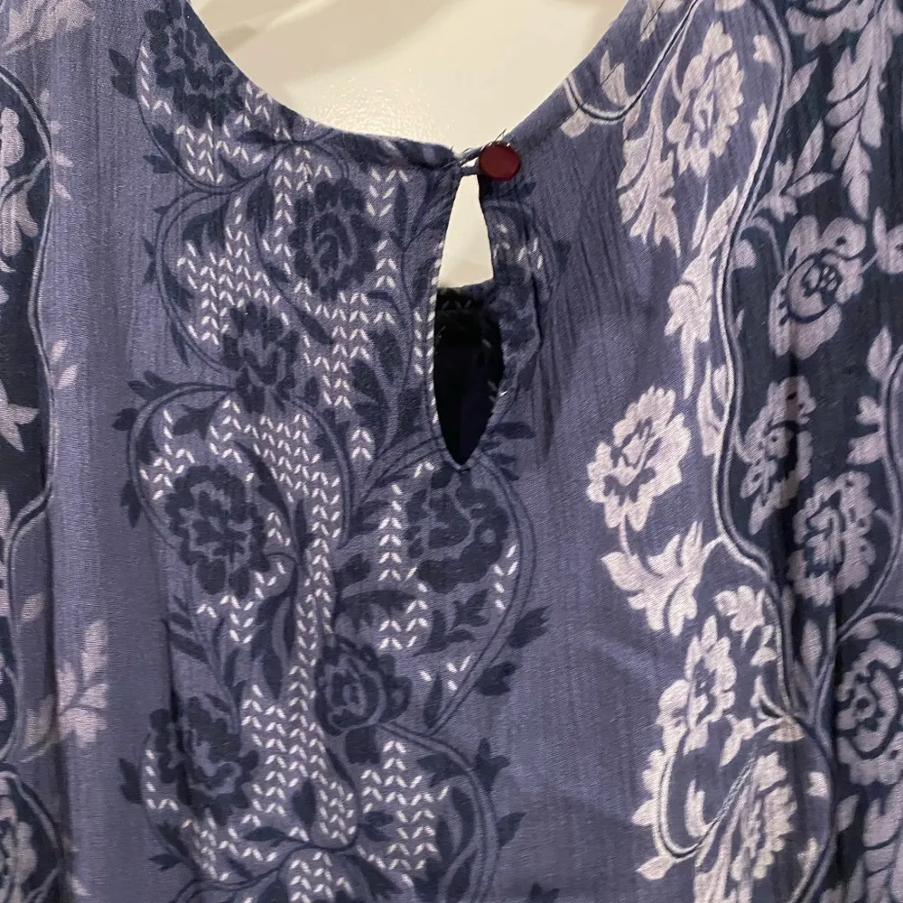 Vintage 90s sag harbor boho fairy floral sleeveless maxi dress blue gray medium - Image 2