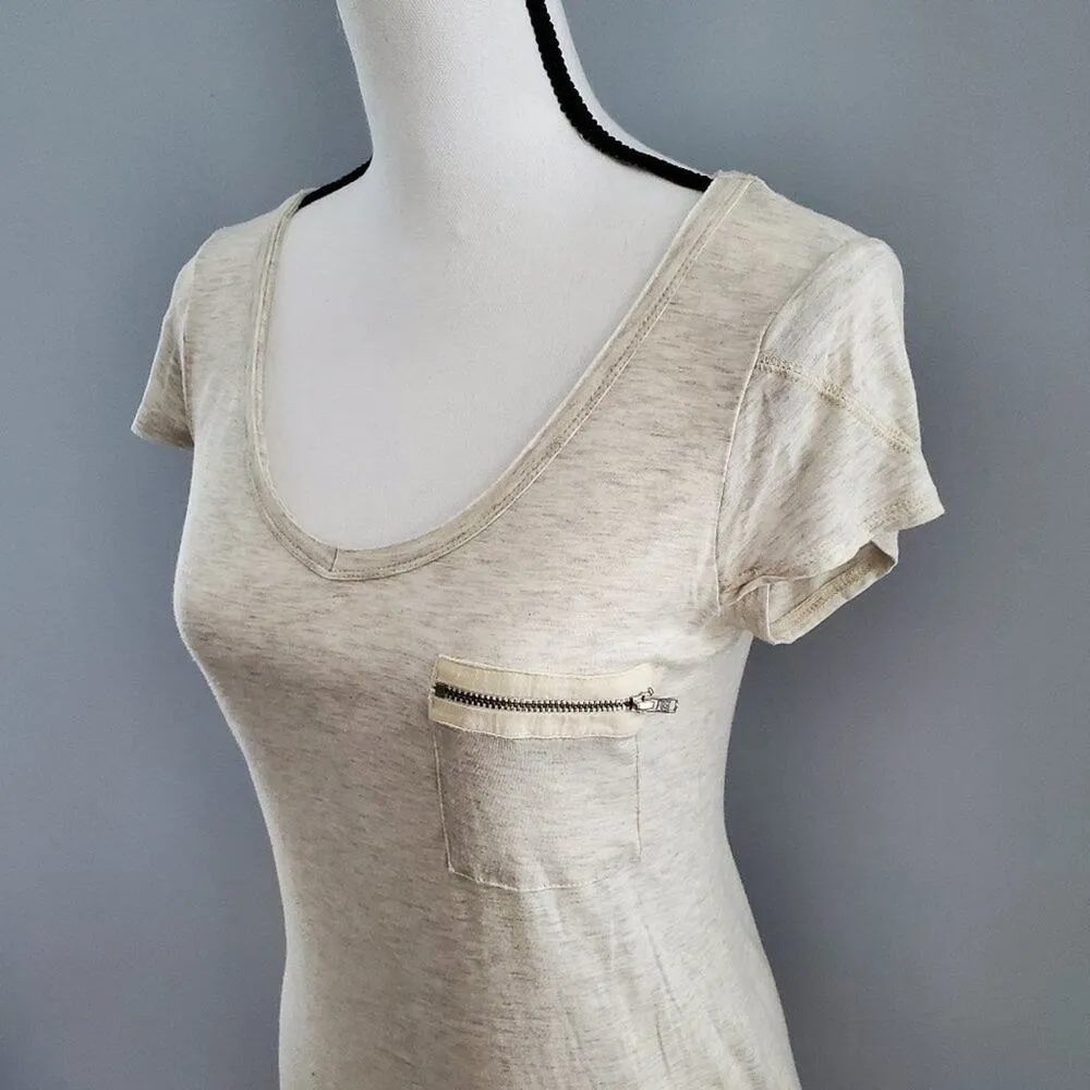 Willi Smith Cream Tee With Zipper Pocket Size S - Image 6
