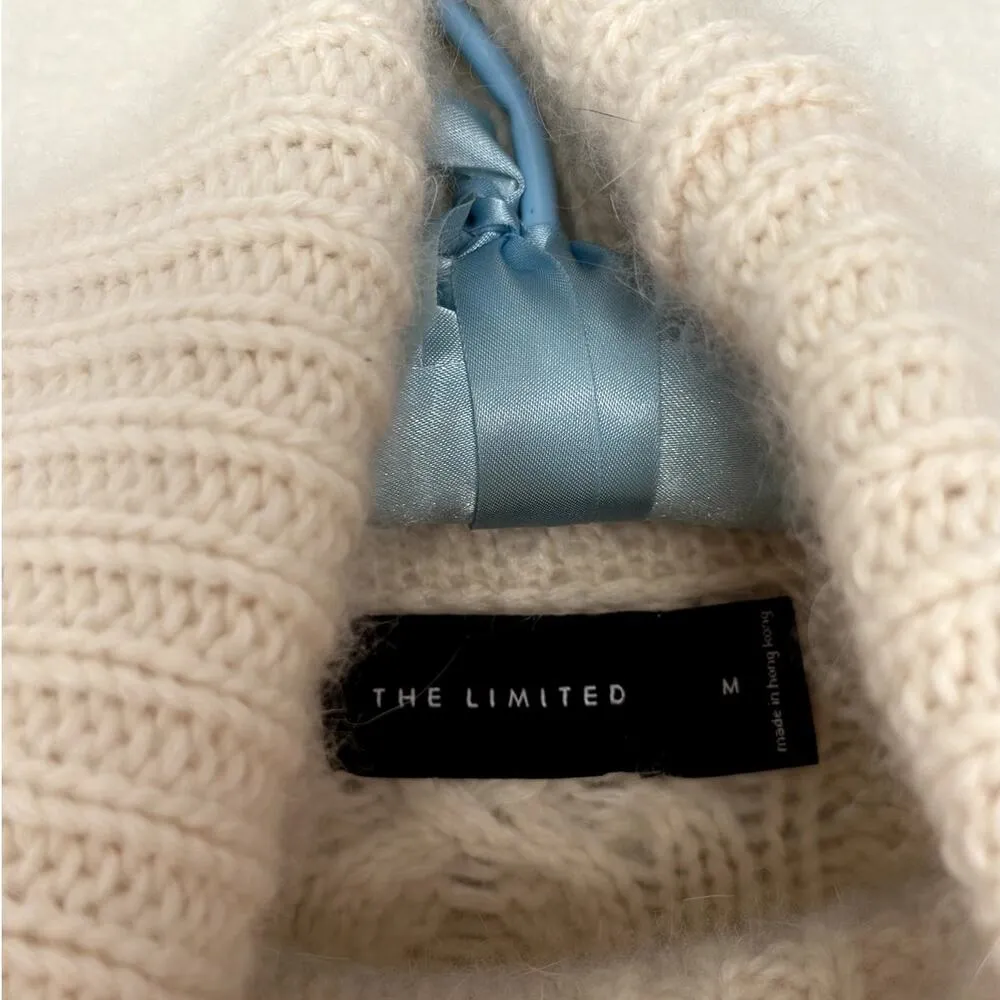 Vintage Medium Angora Lambswool Fisherman Sweater Turtleneck Cable Knit Chunky - Image 10