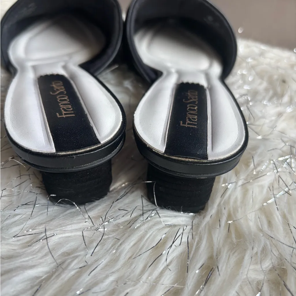 Franco Sarto Black Women's Shoes Leather Almond Toe Mules Size 7.  Used once - Image 4